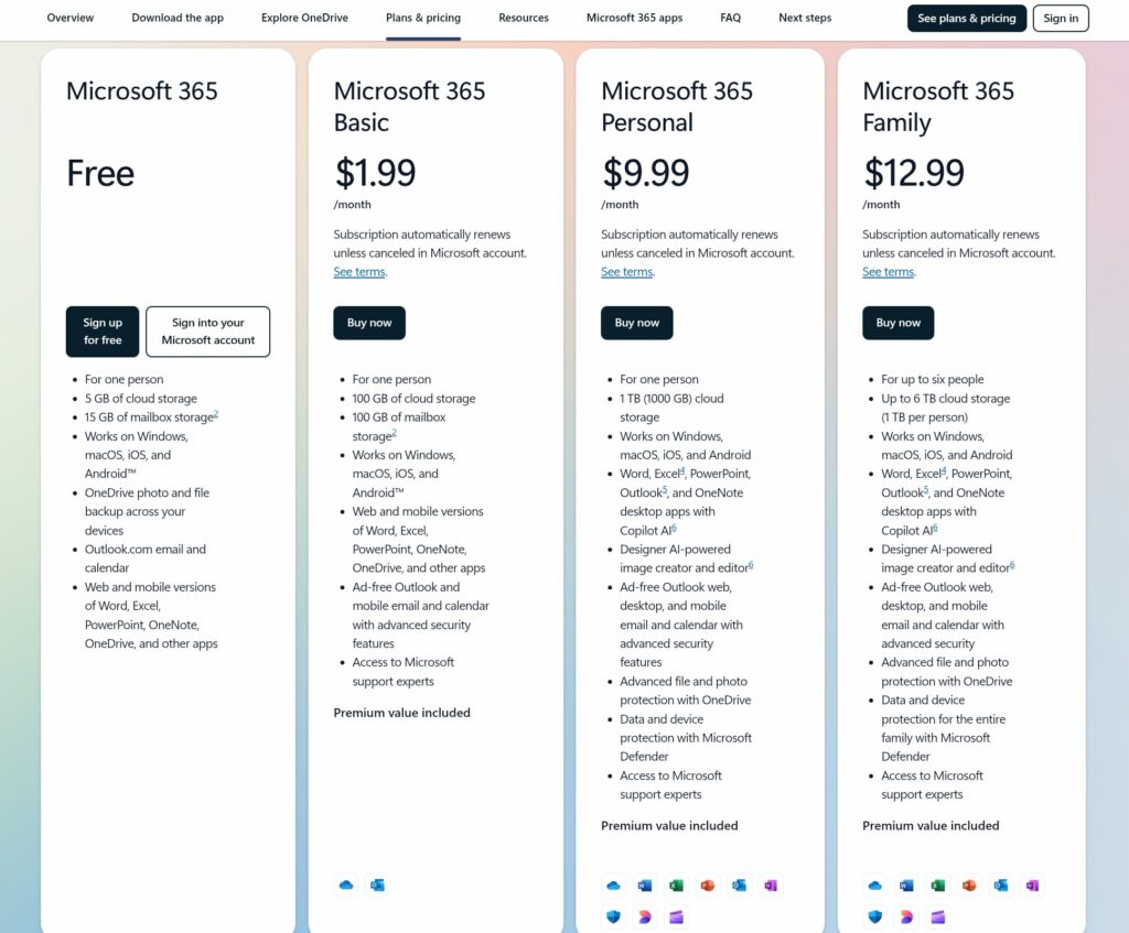 1000010070 Microsoft 365 plans and pricing
