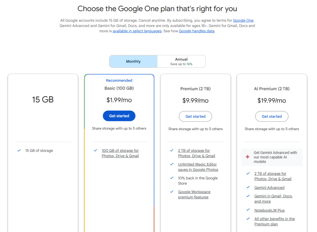 google-one-pricing